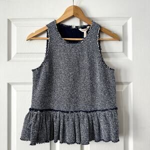 NWT Rebecca Taylor Tweed Peplum Blouse Sz 6